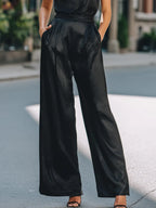 Sleeveless V-Neck Top & Wide-Leg Pants Set