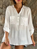 Solid Color Long Sleeve Casual Blouses