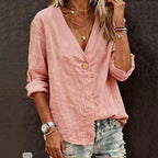 Women's Casual Lace Art Linen Blend Blouse