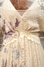 Lead Singer Beige Embo Flower Maxi Dress