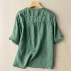 Women's Casual Short-sleeved Sailor Collar Linen Blend Blouse