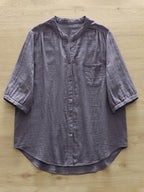 Women's Simple Solid Color Linen Blend Casual Shirt