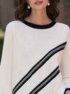 Contrast Stripe Knit Long Sleeve Top