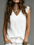 Women's Cozy Minimalist Solid-color V-neck 100% Cotton Vest