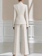Elegant Tweed Double Breasted Pant Suit