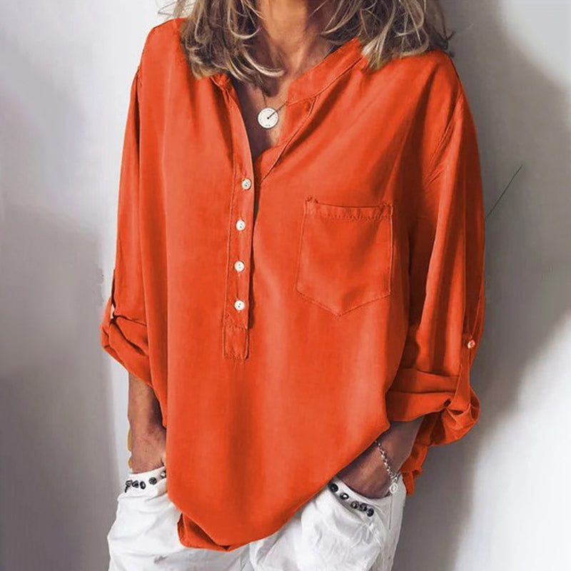 Vintage Pocket Button Down V Neck Comfy Shirt