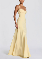 Chiffon Sweetheart Neck Adjustable Straps Back Lace-up Maxi Dress