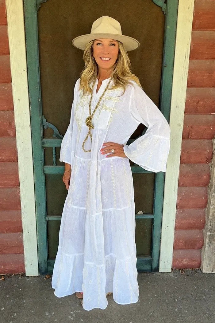 Gilded Shoreline Maxi Dress