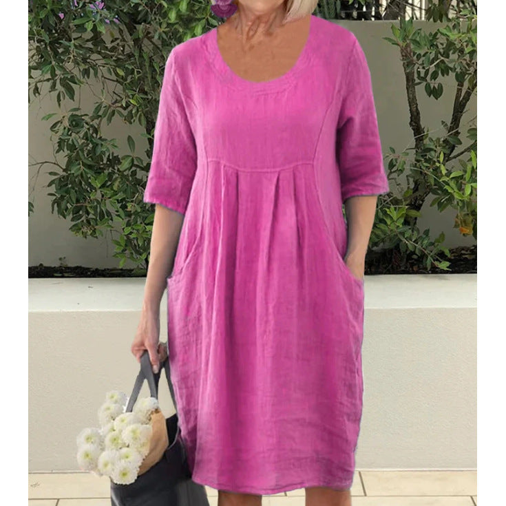Cotton Pocket Tunic Dress Plus Size