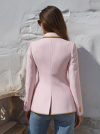 Classic Retro Striped Multi-pocket Blazer
