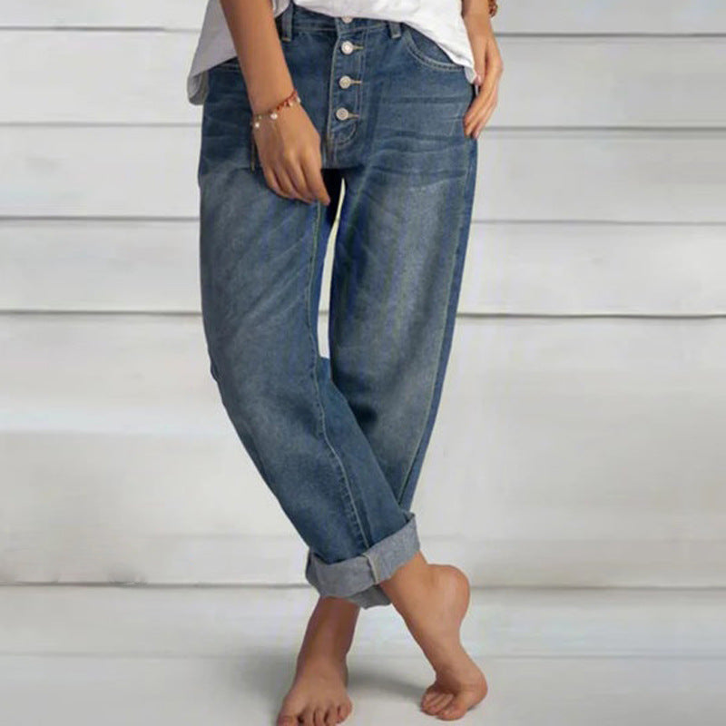 Loose Leisure Slimming Straight Jeans