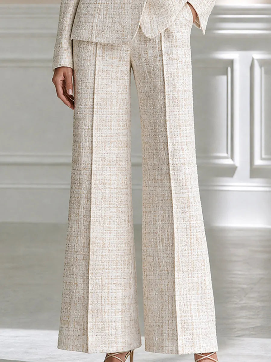 Elegant Tweed Double Breasted Pant Suit