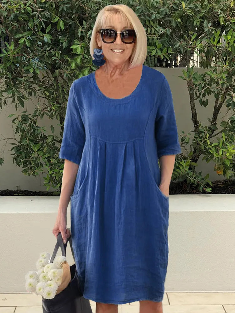 Cotton Pocket Tunic Dress Plus Size