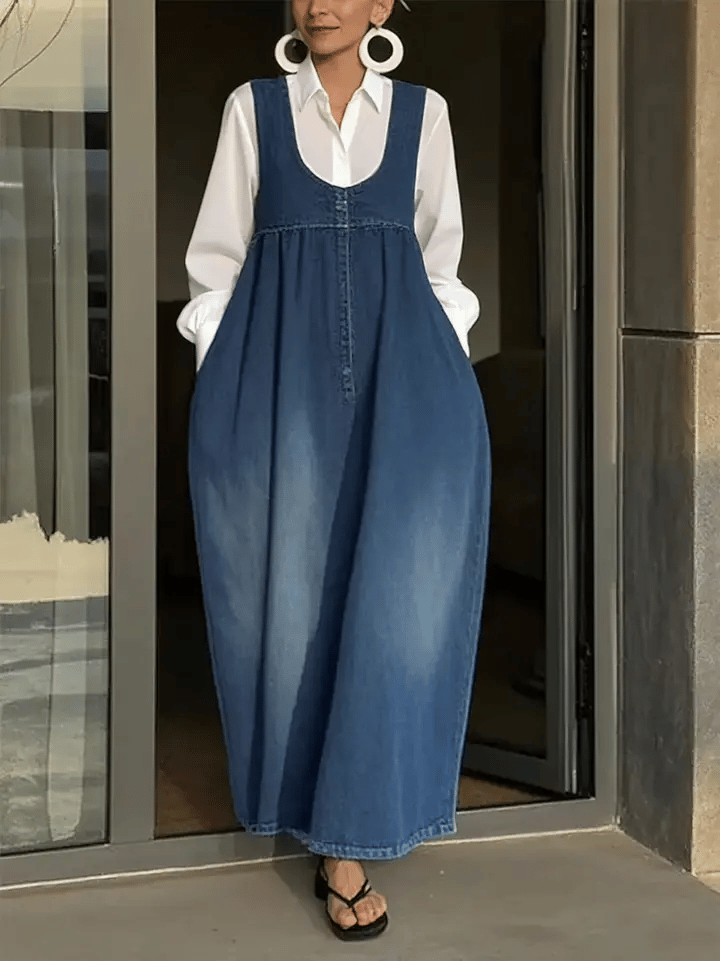 Women's Sleeveless Casual Loose Denim Vest Dress