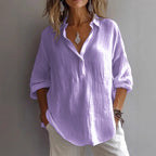 Women's Retro V Neck Cotton Linen Comfy Shirt
