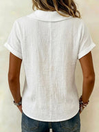 🔥CLEARANCE SALE🔥 Women's Peter Pan Collar V-neck Short-sleeve Cotton-linen Top