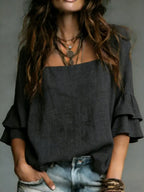 Women's Comfortable Simple Half-sleeve Cotton Shirt
