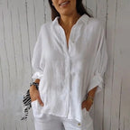 Women's Cotton & Linen Casual Tie-Back Shirt