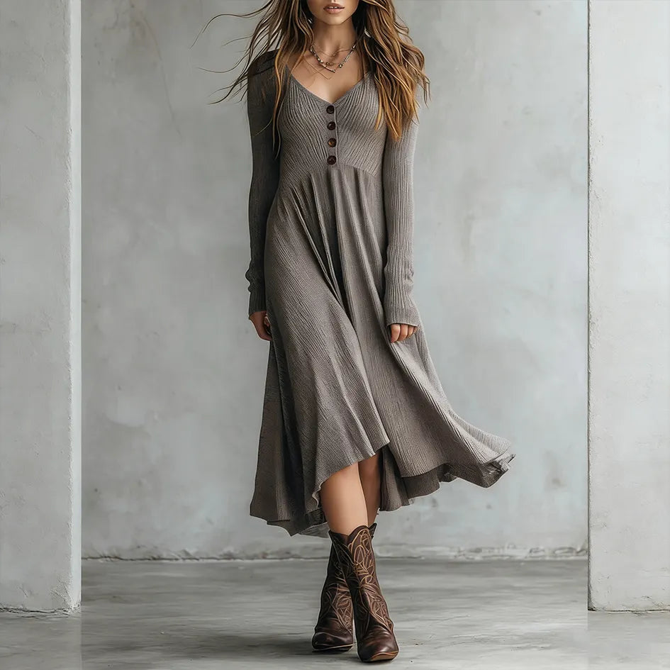 Retro Casual Elegant Fitted Mid-length Dress
