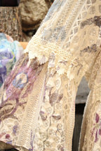 Lead Singer Beige Embo Flower Maxi Dress