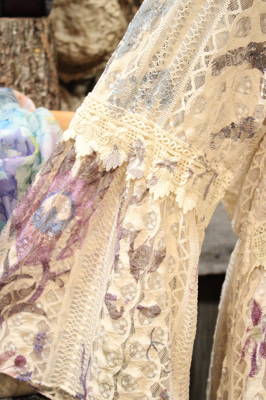 Lead Singer Beige Embo Flower Maxi Dress