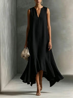 Women's Minimalist Elegant Cotton And Linen Dress
