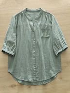 Women's Simple Solid Color Linen Blend Casual Shirt
