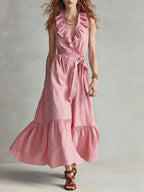 Women's Retro Ruffled Art Casual Stylish Sleeveless Cotton Linen Dress