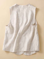 Women's Vintage Simple Linen Blend Classic Vest