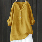 Vintage Button Cotton Linen V Neck Comfy Shirt