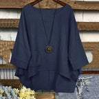 Women's Solid Color Linen Loose Irregular Shirt