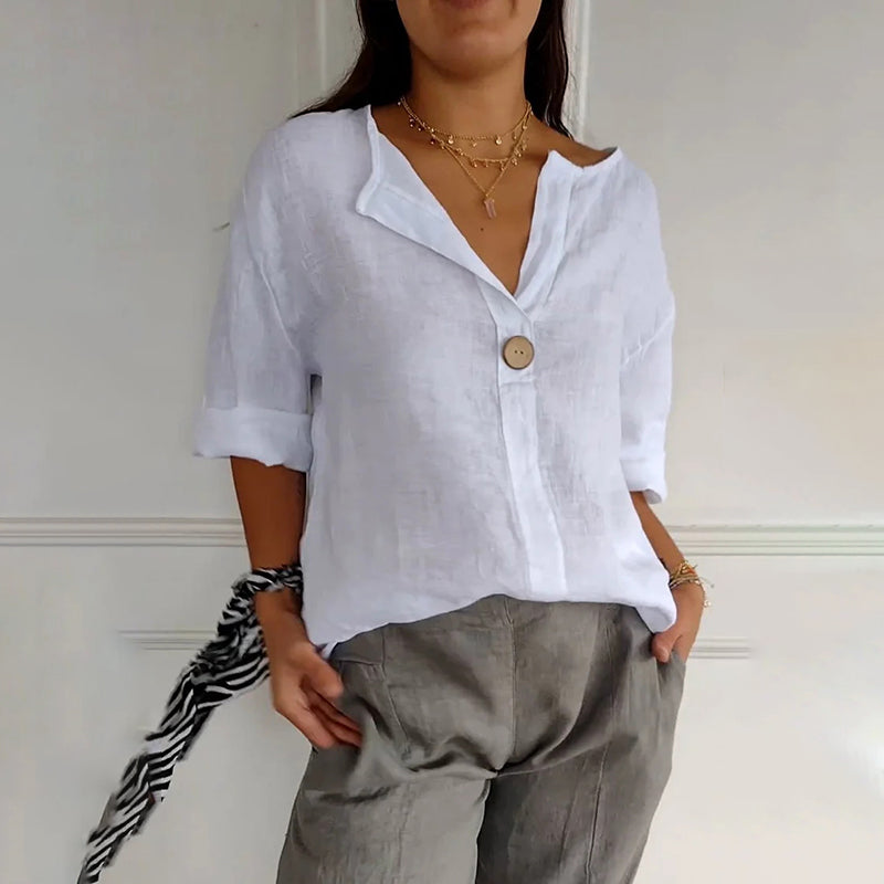 Women's Casual Solid Color Cotton Shirt