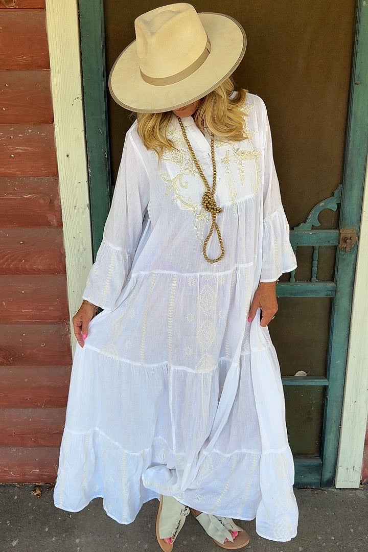 Gilded Shoreline Maxi Dress