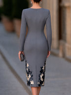 Elegant Embroidered Floral Midi Dress