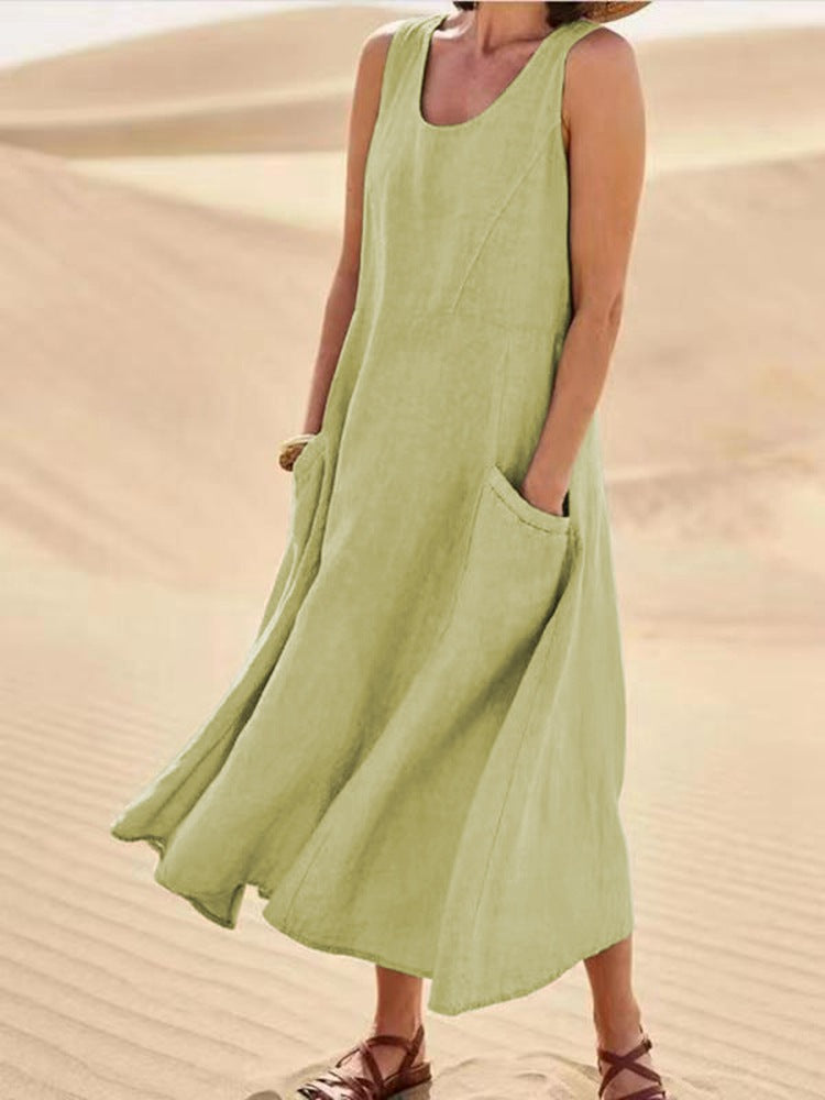 🔥Last Day 50% Off Sale! Women's Sleeveless Cotton And Linen Dress