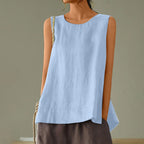 Women's Solid Color Loose Elegant Casual Cotton Linen Tank Top