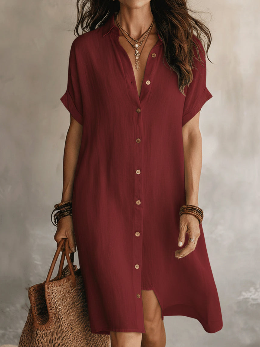 Minimalist Basic Shirt Linen Cotton Mini Dress
