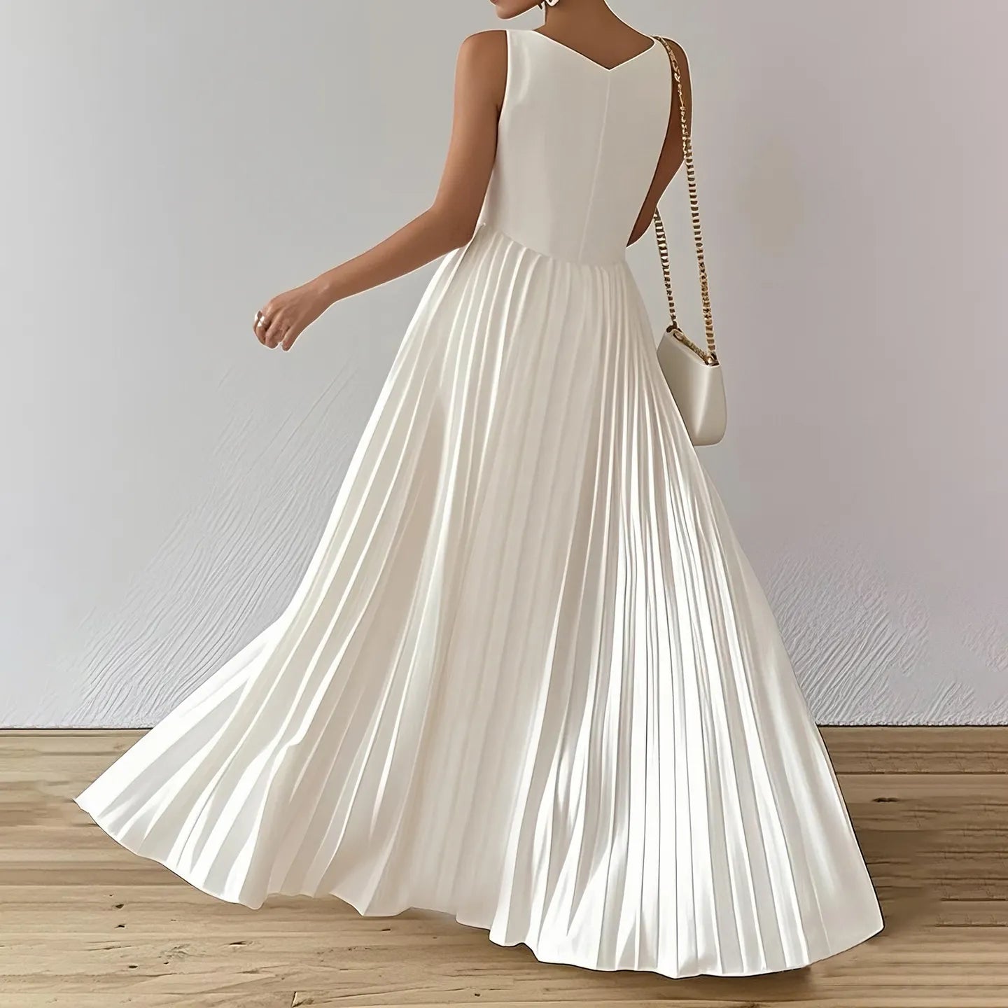 Elegant Pleated Waist Maxi Dress