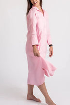 Women's Elegant A-Line Dress with Three-Quarter Sleeves & Practical Pockets