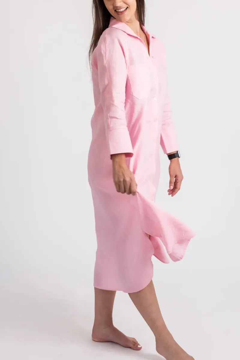 Women's Elegant A-Line Dress with Three-Quarter Sleeves & Practical Pockets