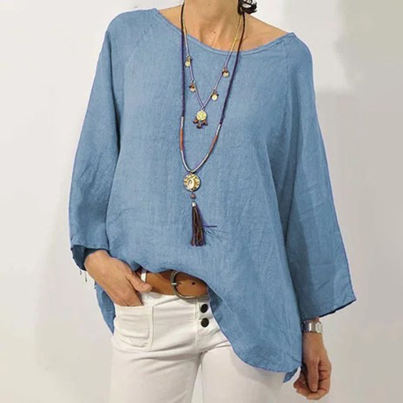 Solid Color Round Neck Loose T-Shirt