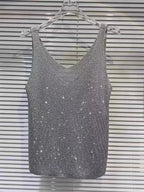 Stylish, Sparkling Rhinestone Knit Vest