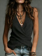 Women's Cozy Minimalist Solid-color V-neck 100% Cotton Vest