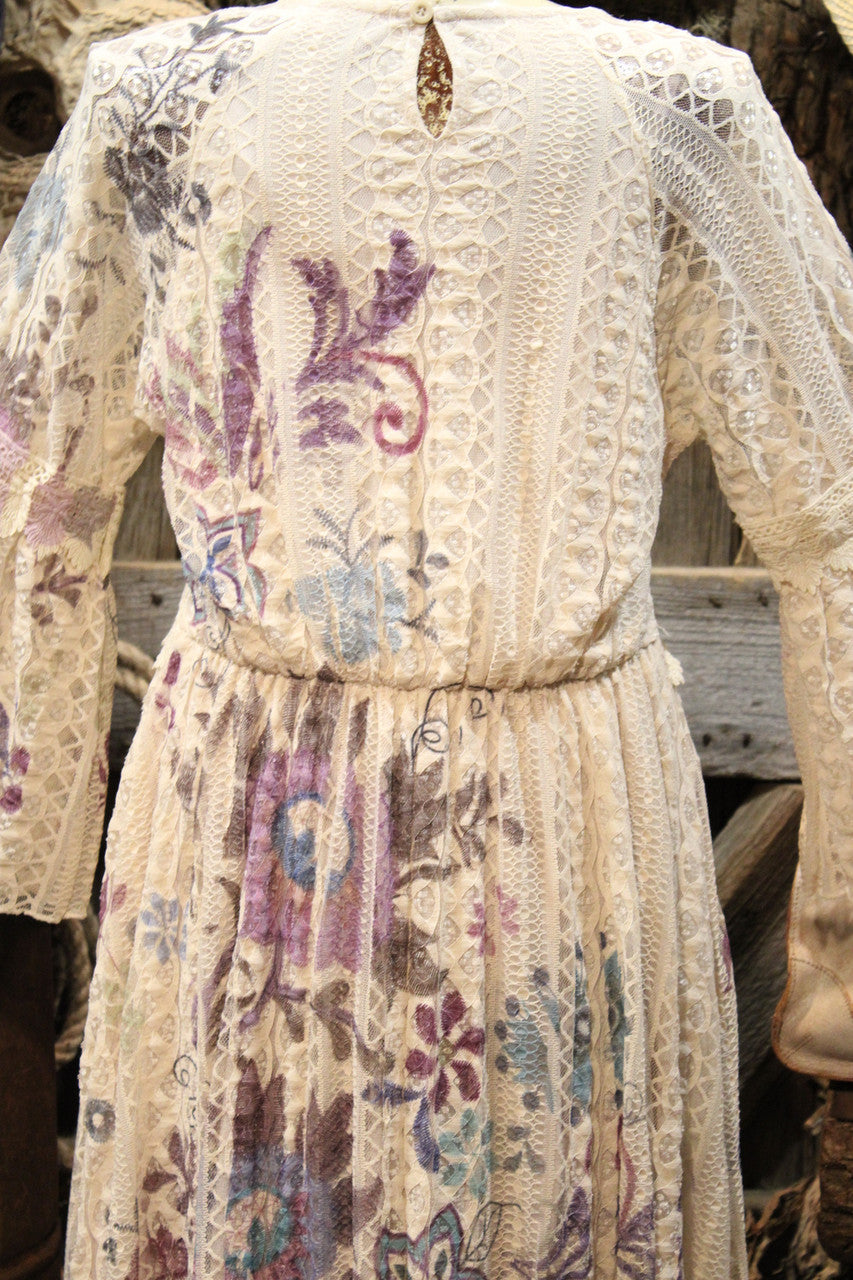 Lead Singer Beige Embo Flower Maxi Dress