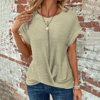Casual Waffle Loose Solid Color Tops For Women
