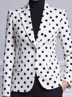 White Preppy Polka Dot Tailored Blazer