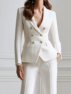 Textured Double-Breasted Tailored Blazer And Trouser Set