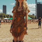 Lollapalooza Music Festival Rock Hip-hop Punk Party Carnival Print Vintage Cowgirl Dress