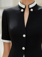 Contrast Trim Structured Short Sleeve Top