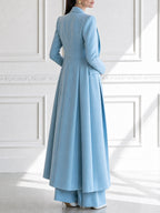 Elegant Long Blazer Vest & Wide-Leg Pants Three-Piece Suit Set
